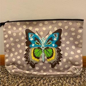 THIRTY-ONE Grey Polka Dot Butterfly Pouch